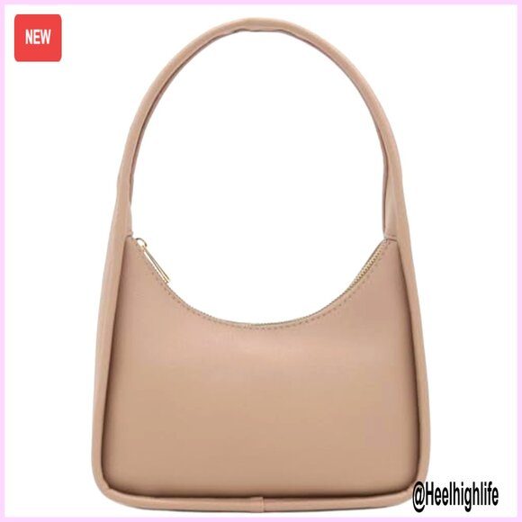 Small Curved Shoulder Bag Minimalist Underarm Crescent Handbag - Picture 3 of 7